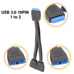 컴퓨터 마더보드 19핀 USB3.0 1대 2 확장 케이블, 21cm 19핀
