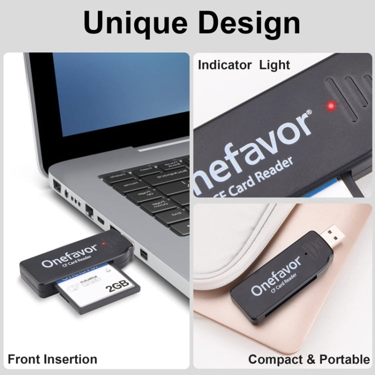 Onefavor USB2.0 고속 읽기 및 쓰기 CF 카드 리더기, CF 카드 리더기