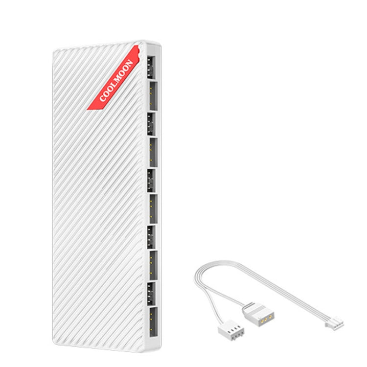 COOLMOON AM10 ARGB+PWM 듀얼 10포트 온도 제어 스플리터 케이스 팬 5V 3핀 허브