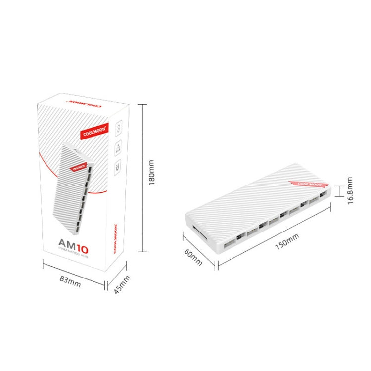 COOLMOON AM10 ARGB+PWM 듀얼 10포트 온도 제어 스플리터 케이스 팬 5V 3핀 허브