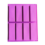 8구 직사각형 실리콘 수제 비누 몰드 DIY 아로마테라피 몰드, 연파랑, 보라, 핑크