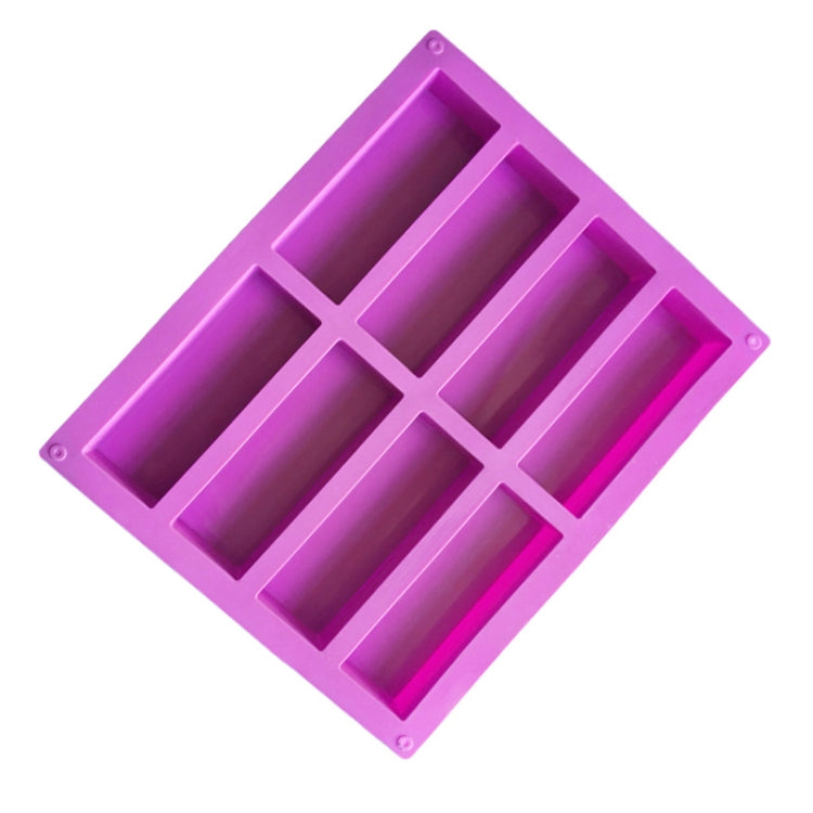8구 직사각형 실리콘 수제 비누 몰드 DIY 아로마테라피 몰드, 연파랑, 보라, 핑크