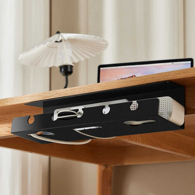 Under Desk Cable Organizer Hole-Free Home Computer Table Bottom Power Cord Plug Storage Rack