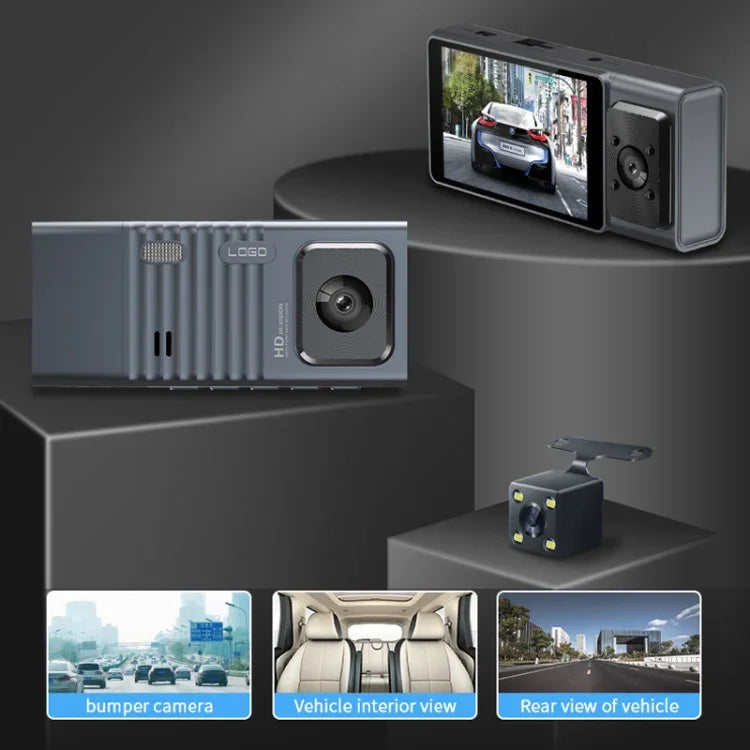 3 카메라 렌즈 3인치 IPS 스크린 WiFi 차량 대시캠 1080P 야간 시야 대시 카메라, 32G, 64G