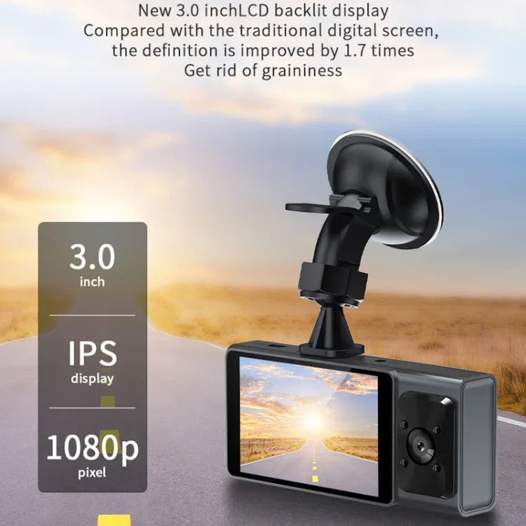 3 카메라 렌즈 3인치 IPS 스크린 WiFi 차량 대시캠 1080P 야간 시야 대시 카메라, 32G, 64G