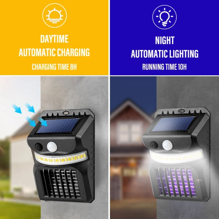 E-SMARTER W792 LED 태양광 벽등 보라색 빛 모기 퇴치 기능 인체 지능 센서 야외 정원 램프, 백색광, 백색광+황색광