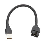 USB-A 수컷에서 9핀 마더보드 내장 RGB 데이터 외부 U 포트 어댑터 케이블, USB-A 수컷에서 9핀