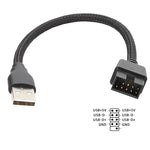 USB-A 수컷에서 9핀 마더보드 내장 RGB 데이터 외부 U 포트 어댑터 케이블, USB-A 수컷에서 9핀