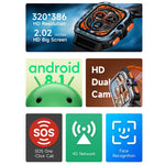 LOKMAT APPLLP 4 MAX 2.02인치 안드로이드 8.1 풀 네트워크 와이파이 카드 블루투스 스마트 워치, 2G+16G(네이비 블루), 2G+16G(실버)