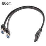 마더보드 USB3.0 패널 케이블 전면 19핀에서 듀얼 포트 A 여성 데이터 플랫 케이블, 30cm, 50cm, 80cm