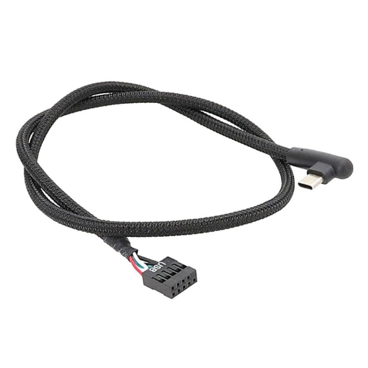 마더보드 USB 9핀에서 Type-C 엘보 데이터 케이블 꼬임 네트워크 케이블, 60cm 엘보