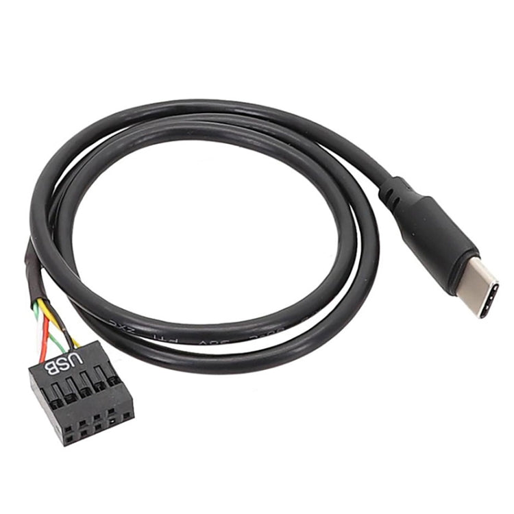 마더보드 USB 9핀에서 Type-C 직선 데이터 이중 차폐 케이블, 50cm 직선