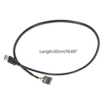 마더보드 USB 9핀에서 Type-C 직선 데이터 이중 차폐 케이블, 50cm 직선