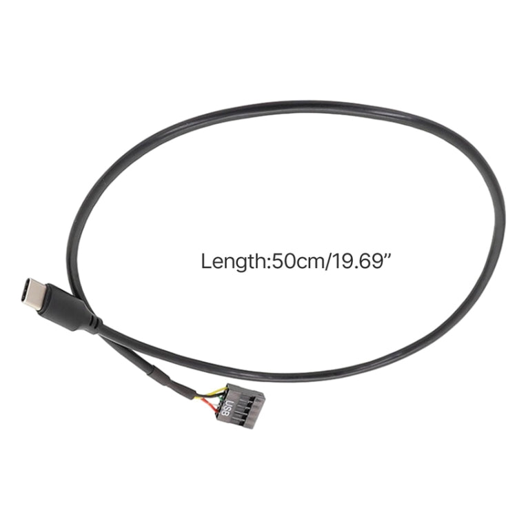 마더보드 USB 9핀에서 Type-C 직선 데이터 이중 차폐 케이블, 50cm 직선
