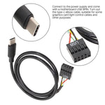 마더보드 USB 9핀에서 Type-C 직선 데이터 이중 차폐 케이블, 50cm 직선