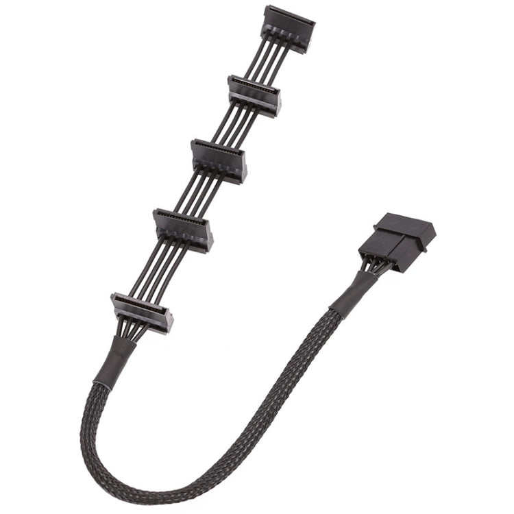 18AWG 대형 4핀 슬리브 그리드 1대 5 SATA 하드 드라이브 케이지 케이블, 40cm 4핀 1대 5