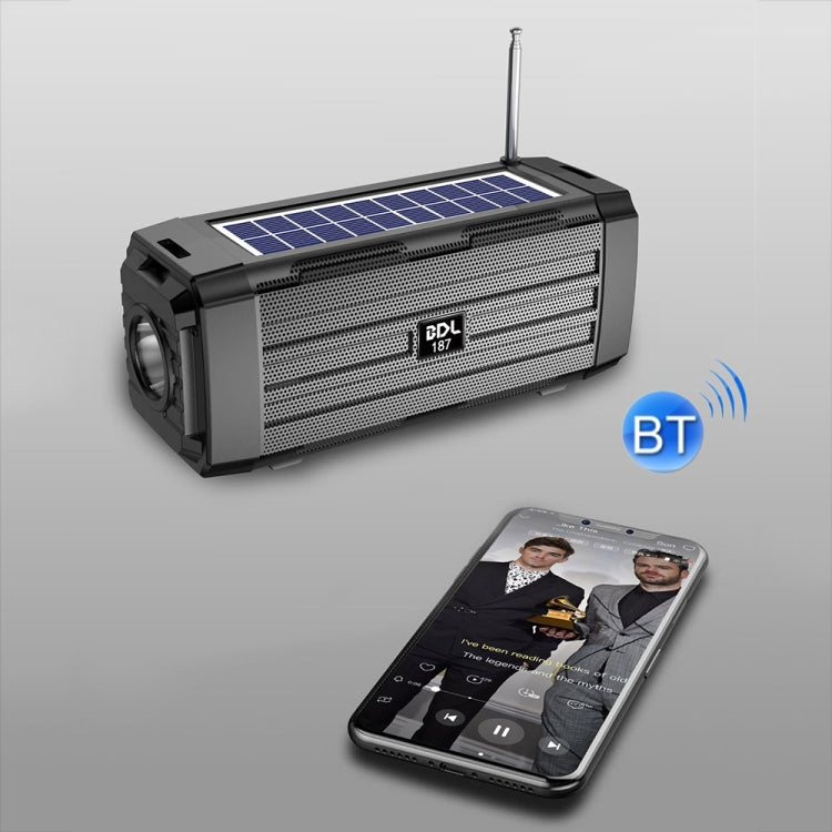 BDL-187 LED 라이트 태양광 무선 블루투스 스피커 휴대용 야외 캠핑 FM 라디오