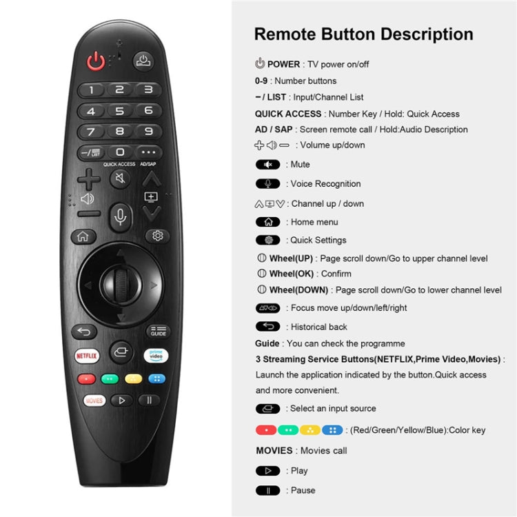 LG TV용 블루투스 핸드헬드 적외선 음성 다기능 리모컨, AKB75855501 음성