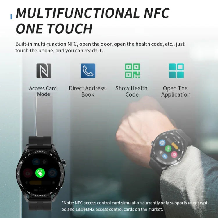 HW28 1.39인치 IP67 방수 건강 모니터링 블루투스 통화 스마트워치 NFC 결제 지원