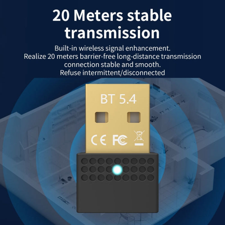 USB 블루투스 5.4 어댑터 송수신기 블루투스 오디오 PC 어댑터, 블루투스 5.4