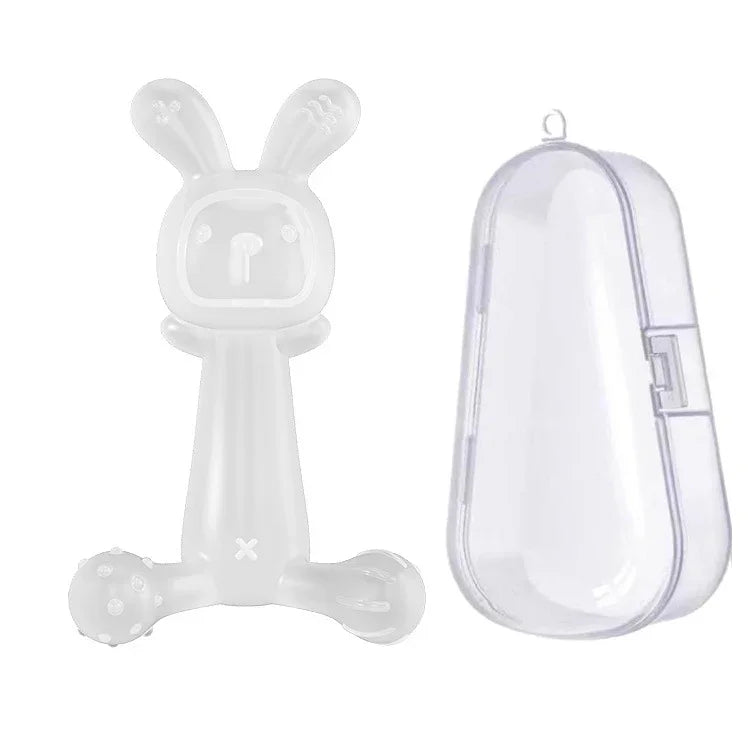 토끼 아기 치발기 BPA 프리 식품 등급 실리콘 치발기 유아 이갈이 스틱 손 먹는 방지, 나노 색상, 분홍, 투명, 상자 포함 나노 색상, 상자 포함 분홍, 상자 포함 투명
