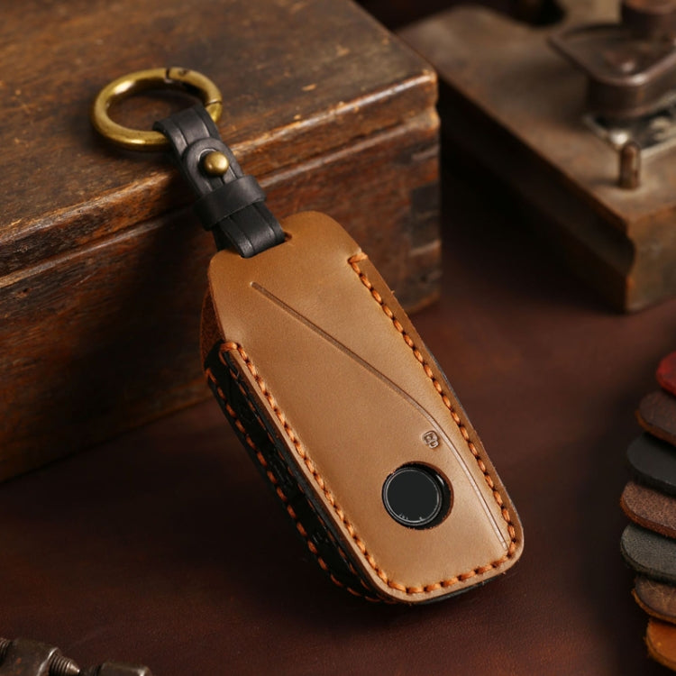 For 2024 BMW X7 Hallmo Cowhide Car Key Protection Cover