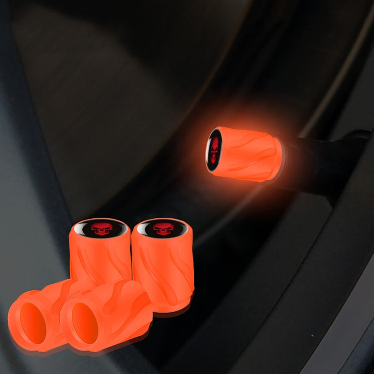 4pcs /Set Luminous Car Motorcycle Tire Modified Valve Cap, Orange Red White Skull, Orange Red Black Flag, Orange Red Red Skull, Orange Red Sports Car, Pink White Skull, Pink Black Flag, Pink Red Skull, Pink Sports Car, Yellow White Skull               ...