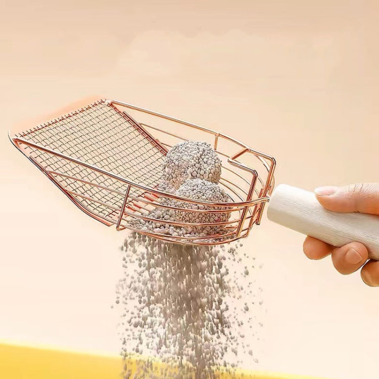 금속 고양이 모래삽 칸막이 필터 삽 애완동물 관리 청소 도구, 정사각형 로즈 골드, 원형 실버, 원형 로즈 골드