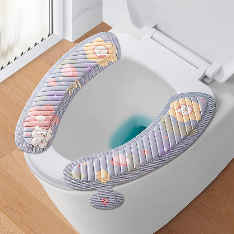 EVA Adhesive Toilet Pad Four Seasons Universal Cartoon Cute Waterproof Toilet Sticker, Gray Sunflower, Pink Moon Rabbit