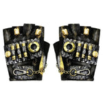 Punk Biker Half Finger Gloves Halloween Accessories, S, M, L, XL