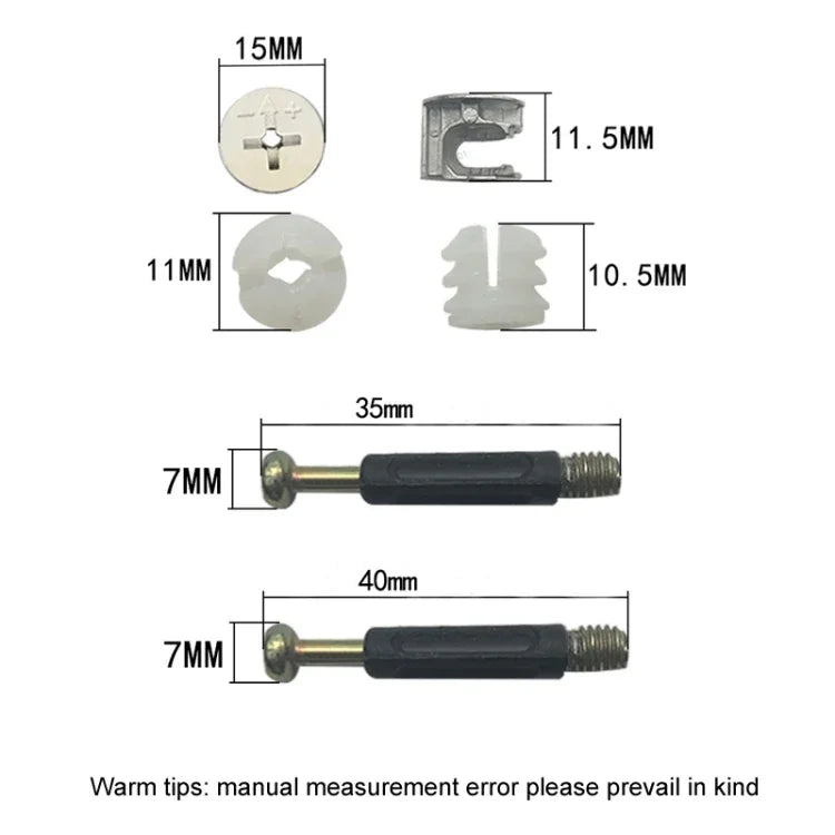 3 in 1 나사 연결 가구 링크 고정기 옷장 편심 휠 너트 연결 고정장치, 10개 40mm, 10개 35mm