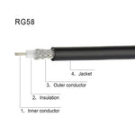 N 수컷에서 N 암컷 RG58 어댑터 케이블 라디오 WiFi 연장 케이블, 0.5m, 1m, 3m, 5m, 10m