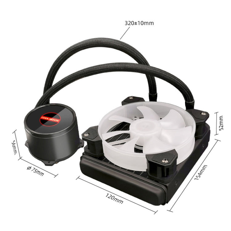 COOLMOON RGB120 5V ARGB 일체형 단일 행 멀티 플랫폼 CPU 쿨러, RGB120