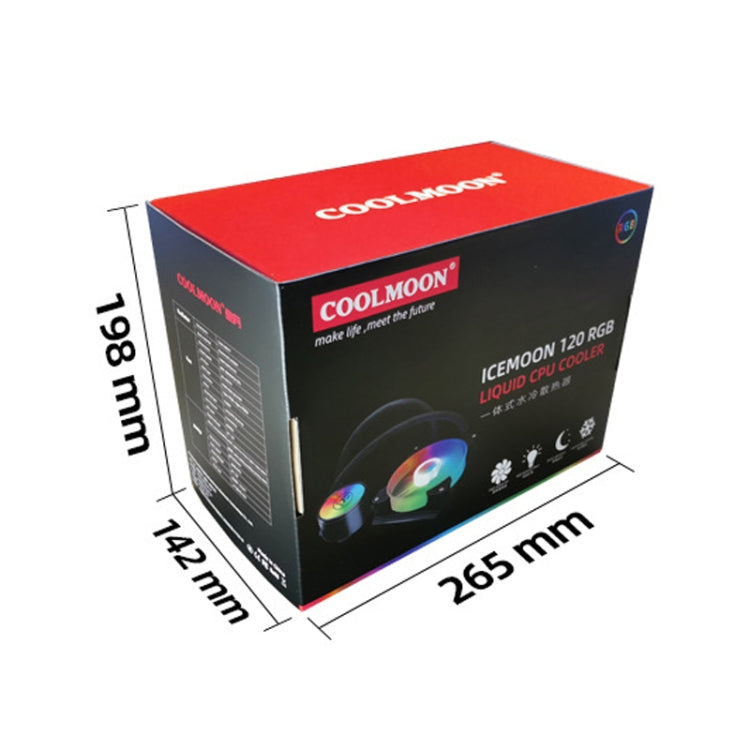 COOLMOON RGB120 5V ARGB 일체형 단일 행 멀티 플랫폼 CPU 쿨러, RGB120