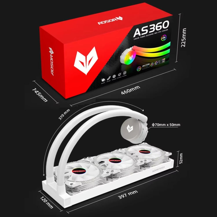 COOLMOON AS360 매직 다이아몬드 에디션 컴퓨터 쿨러 ARGB 수냉 조명 통합 CPU 라디에이터, AS360