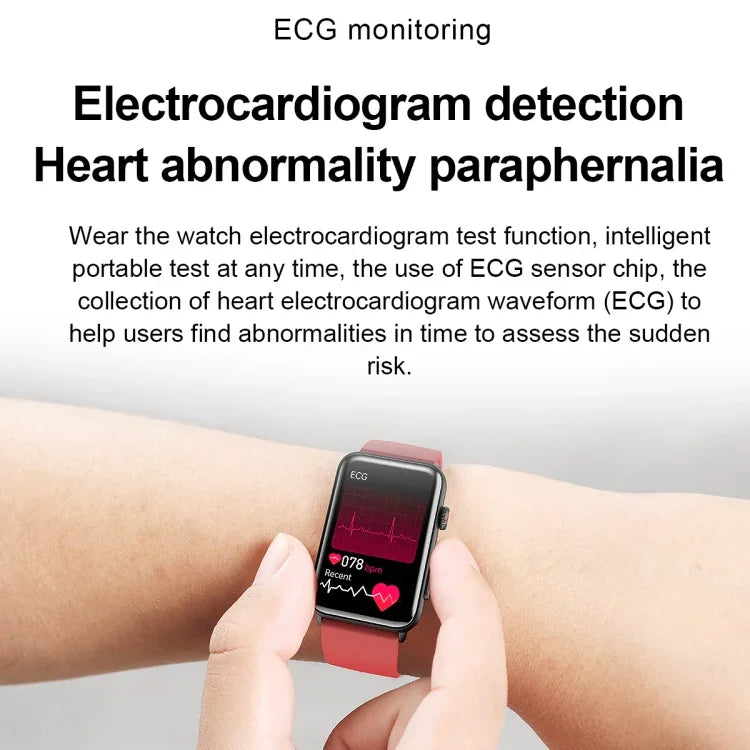 스마트 워치 링 ECG 온도 심박수 혈압 건강 블루투스 통화 시계, 블랙 실리콘, 레드 실리콘, 블루 실리콘, 블랙 가죽, 브라운 가죽