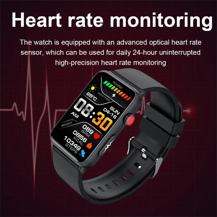 스마트 워치 링 ECG 온도 심박수 혈압 건강 블루투스 통화 시계, 블랙 실리콘, 레드 실리콘, 블루 실리콘, 블랙 가죽, 브라운 가죽