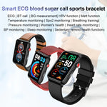 스마트 워치 링 ECG 온도 심박수 혈압 건강 블루투스 통화 시계, 블랙 실리콘, 레드 실리콘, 블루 실리콘, 블랙 가죽, 브라운 가죽
