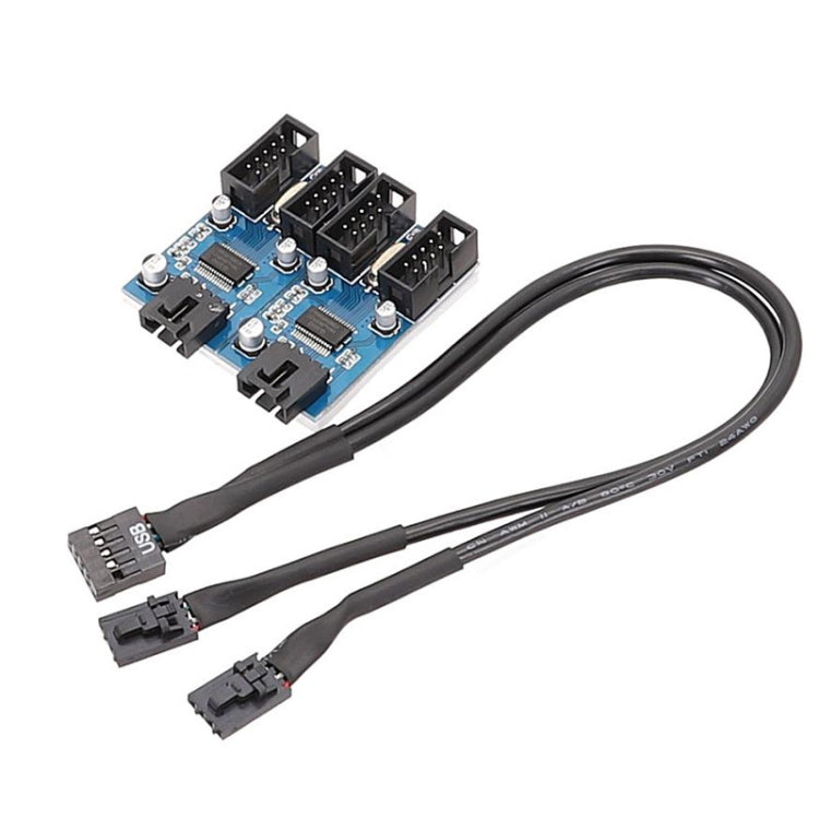 메인보드 9핀 USB2.0 1대4 확장 케이블 칩 내장 다중 인터페이스 지원 공유용, 1대4