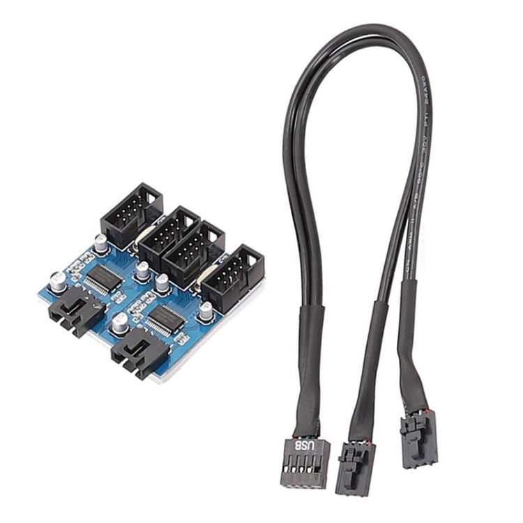 메인보드 9핀 USB2.0 1대4 확장 케이블 칩 내장 다중 인터페이스 지원 공유용, 1대4