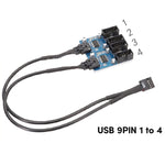 메인보드 9핀 USB2.0 1대4 확장 케이블 칩 내장 다중 인터페이스 지원 공유용, 1대4
