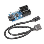 메인보드 9핀 USB2.0 1대2 확장 케이블 칩 내장 다중 인터페이스 지원 공유용, 1대2