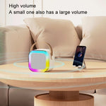 Outdoor Home Portable Wireless Karaoke Sound Cell Phone Integrated Microphone Smart Speaker, With Dual Mic Blue
