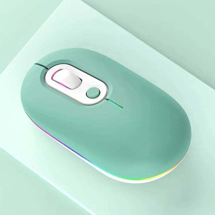충전식 조명 무소음 무선 마우스, 2.4G 핑크, 2.4G 블루, 2.4G 그린, 2.4G+블루투스 핑크, 2.4G+블루투스 블루, 2.4G+블루투스 그린