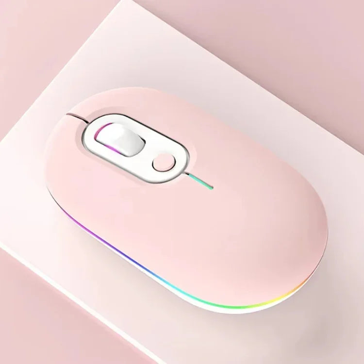 충전식 조명 무소음 무선 마우스, 2.4G 핑크, 2.4G 블루, 2.4G 그린, 2.4G+블루투스 핑크, 2.4G+블루투스 블루, 2.4G+블루투스 그린