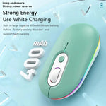 충전식 조명 무소음 무선 마우스, 2.4G 핑크, 2.4G 블루, 2.4G 그린, 2.4G+블루투스 핑크, 2.4G+블루투스 블루, 2.4G+블루투스 그린
