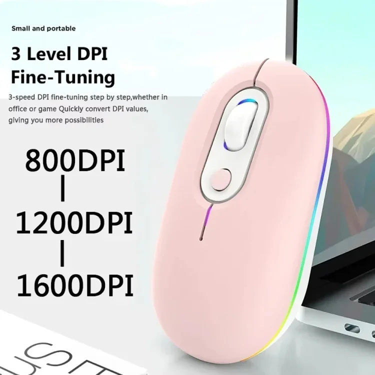 충전식 조명 무소음 무선 마우스, 2.4G 핑크, 2.4G 블루, 2.4G 그린, 2.4G+블루투스 핑크, 2.4G+블루투스 블루, 2.4G+블루투스 그린