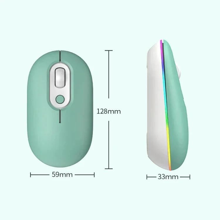 충전식 조명 무소음 무선 마우스, 2.4G 핑크, 2.4G 블루, 2.4G 그린, 2.4G+블루투스 핑크, 2.4G+블루투스 블루, 2.4G+블루투스 그린