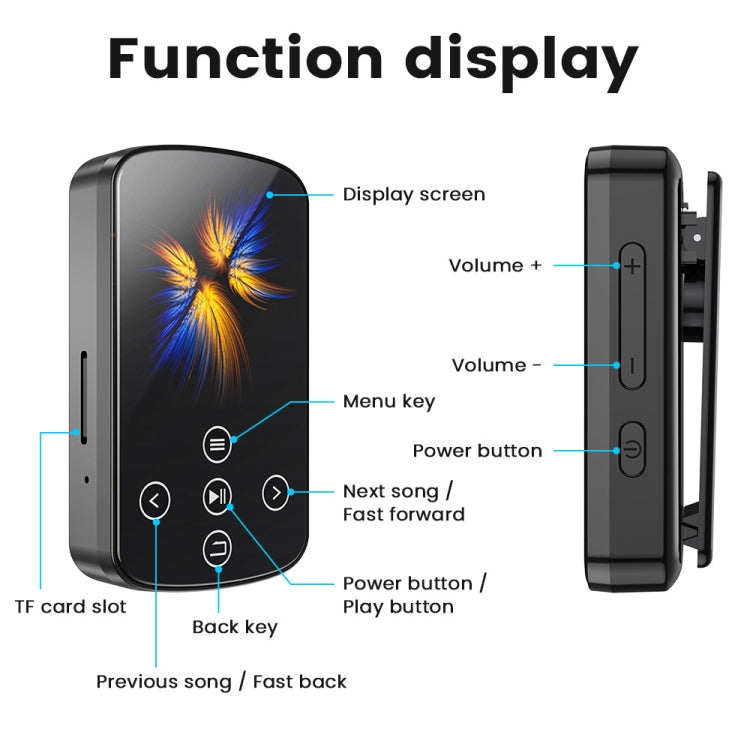 MP3 블루투스 뮤직 플레이어 하이파이 스포츠 클립 터치 스크린 MP4, TF 카드 없음, 8GB, 16GB, 32GB, 64GB, 128GB