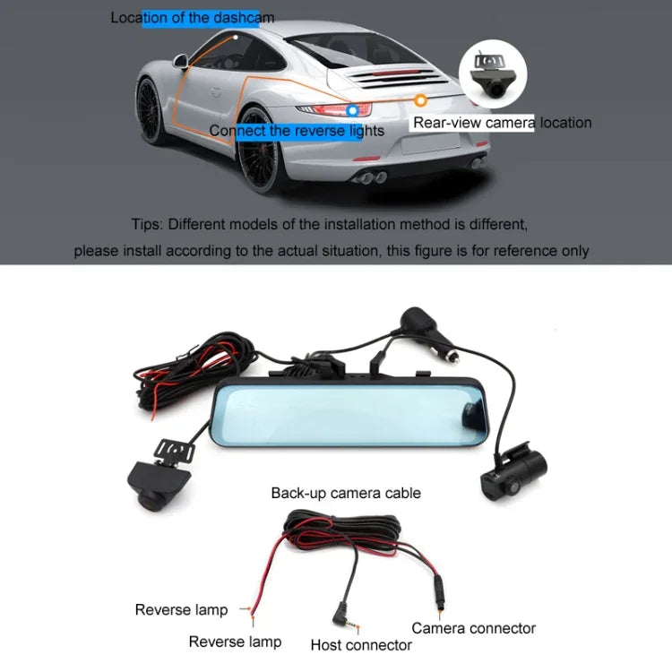 차량 HD WIFI 연동 트리플 카메라 블랙박스, GPS 및 WIFI 연동 기능 포함, 우측 사각지대 시스템 포함